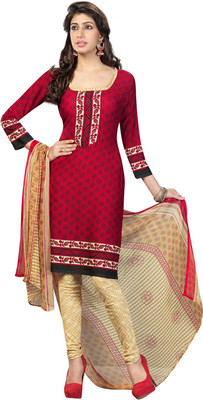 

Pshopee Synthetic Printed Salwar Suit Dupatta Material(Un-stitched), Red