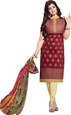 

Khushali Chanderi Self Design, Embroidered Salwar Suit Dupatta Material(Un-stitched), Beige;maroon;multicolor