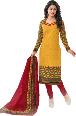 

Pshopee Cotton Printed Salwar Suit Dupatta Material(Un-stitched), Orange