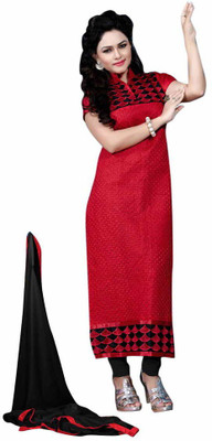 

Trendz Apparels Cotton Embroidered Salwar Suit Dupatta Material(Un-stitched), Red