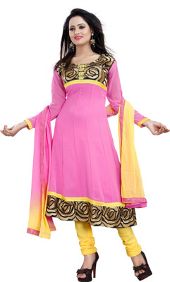 

Jiya Georgette Self Design, Embroidered Salwar Suit Dupatta Material(Un-stitched), Pink;yellow