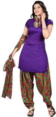 Trendz Apparels Crepe Printed Dress/Top Material(Un-stitched), Purple