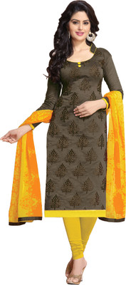 

Jiya Chanderi Self Design, Embroidered Salwar Suit Dupatta Material(Un-stitched), Brown;yellow
