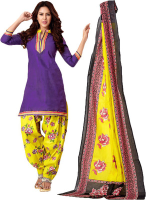 

Indian Wear Online Cotton Printed Salwar Suit Dupatta Material(Un-stitched), Purple