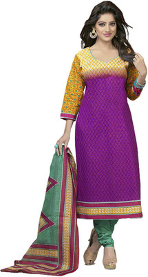 

Indian Wear Online Cotton Printed Salwar Suit Dupatta Material(Un-stitched), Purple