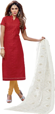 

Khushali Chanderi Self Design, Embroidered Salwar Suit Dupatta Material(Un-stitched), Red;white;yellow