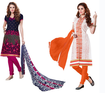 

Jiya Chanderi Self Design, Embroidered Salwar Suit Dupatta Material(Un-stitched), Dark blue;white