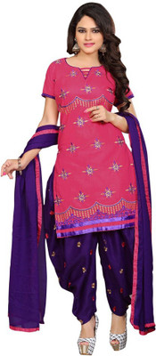 

Trendz Apparels Cotton Embroidered Salwar Suit Dupatta Material(Un-stitched), Pink