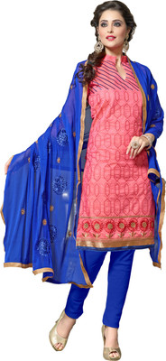 

Khushali Chanderi Self Design, Embroidered Salwar Suit Dupatta Material(Un-stitched), Pink