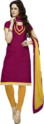 

Jiya Chanderi Self Design Salwar Suit Dupatta Material(Un-stitched), Pink;yellow