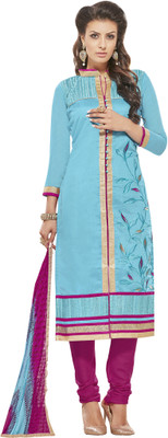 

Jiya Chanderi Self Design, Embroidered Salwar Suit Dupatta Material(Un-stitched), Light blue;pink