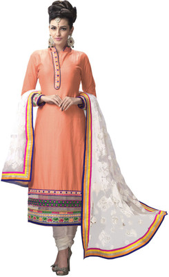 

Jiya Cotton Self Design, Embroidered Salwar Suit Dupatta Material(Un-stitched), Orange;white