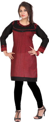 

Vandv Shop Cotton Printed Kurti Fabric(Un-stitched), Maroon