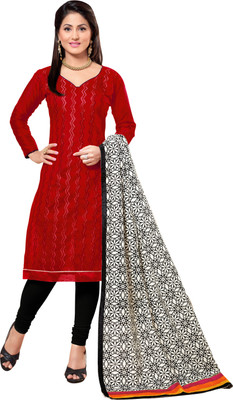 

Jiya Chanderi Self Design, Embroidered Salwar Suit Dupatta Material(Un-stitched), Black;red;white