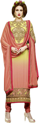 

Khushali Georgette Self Design, Embroidered Salwar Suit Dupatta Material(Un-stitched), Orange;yellow