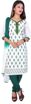 

Roohi Cotton Embroidered Salwar Suit Dupatta Material(Un-stitched), White