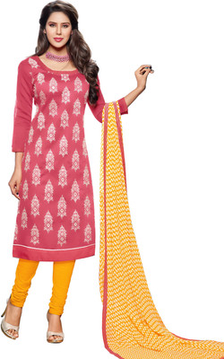 

Khushali Chanderi Self Design, Embroidered Salwar Suit Dupatta Material(Un-stitched), Pink;yellow