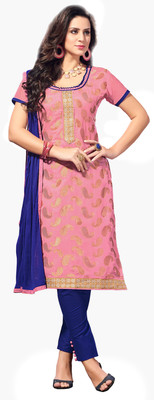 

Jiya Chanderi Self Design Salwar Suit Dupatta Material(Un-stitched), Blue;pink
