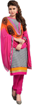 

Roohi Cotton Embroidered Salwar Suit Dupatta Material(Un-stitched), Grey