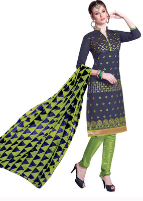 

Jiya Chanderi Self Design, Embroidered Salwar Suit Dupatta Material(Un-stitched), Blue;green