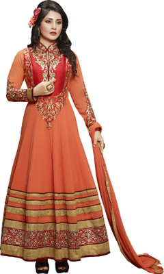 

Vbuyz Georgette Embroidered Salwar Suit Dupatta Material(Un-stitched), Orange