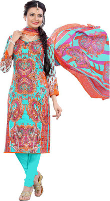 

Araja Cotton Printed Salwar Suit Dupatta Material(Un-stitched), Sky blue