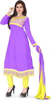 

Jiya Georgette Self Design, Embroidered Salwar Suit Dupatta Material(Un-stitched), Purple;yellow