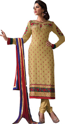

Ewows Georgette Embroidered Salwar Suit Material(Un-stitched), Beige