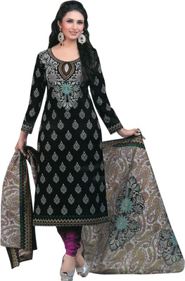 

Shree Ganesh Cotton Printed Salwar Suit Dupatta Material(Un-stitched), Black;purple