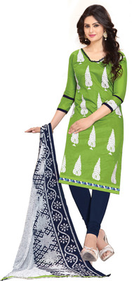

Khushali Chanderi Self Design, Embroidered Salwar Suit Dupatta Material(Un-stitched), Blue;light green