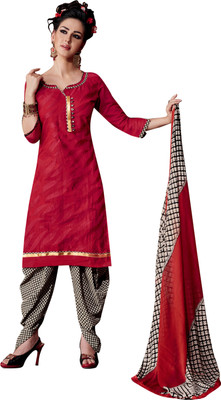 

Jiya Chanderi Self Design, Embroidered Salwar Suit Dupatta Material(Un-stitched), Beige;brown;red