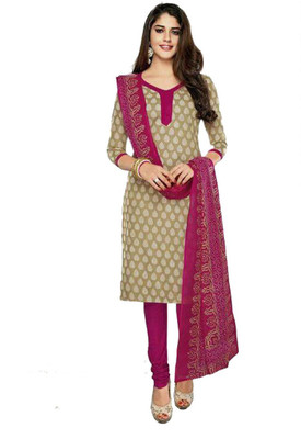 

Indian Wear Online Cotton Printed Salwar Suit Dupatta Material(Un-stitched), Pink
