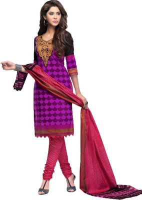 

Indian Wear Online Cotton Printed Salwar Suit Dupatta Material(Un-stitched), Pink