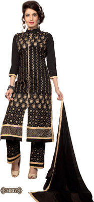 

Trendz Apparels Cotton Embroidered Salwar Suit Dupatta Material(Un-stitched), Black