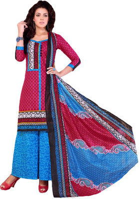 

Indian Wear Online Cotton Printed Salwar Suit Dupatta Material(Un-stitched), Pink