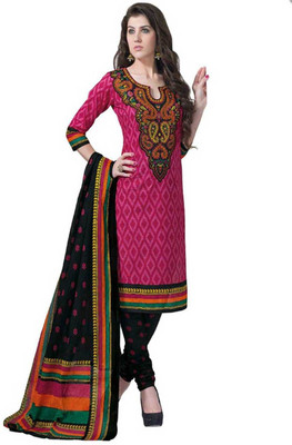 

Javuli Cotton Printed Salwar Suit Dupatta Material(Un-stitched), Pink