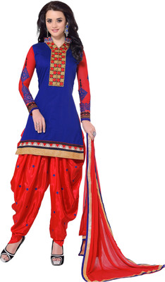 

Jiya Chanderi Embroidered Salwar Suit Dupatta Material(Un-stitched), Blue