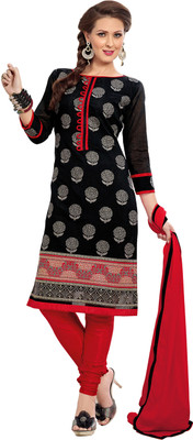 

Jiya Chanderi Self Design, Embroidered Salwar Suit Dupatta Material(Un-stitched), Black;red
