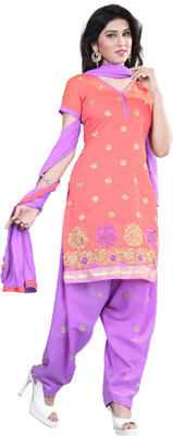 

Vardhman Synthetics Chanderi Embroidered Dress/Top Material(Un-stitched), Peach