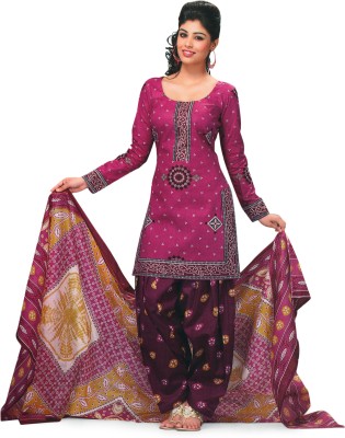 

Panchajanya Cotton Printed Salwar Suit Dupatta Material(Un-stitched), Purple