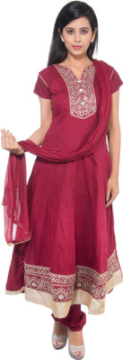 

JT International Cotton Embroidered Salwar Suit Dupatta Material(Un-stitched), Maroon