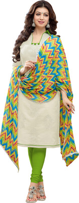 

Khushali Chanderi Self Design, Embroidered Salwar Suit Dupatta Material(Un-stitched), Green;multicolor;white