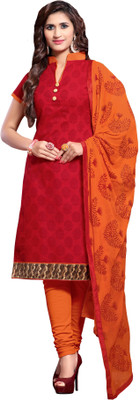 

Khushali Chanderi Self Design, Printed Salwar Suit Dupatta Material(Un-stitched), Orange;red