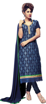 

Jiya Chanderi Self Design, Embroidered Salwar Suit Dupatta Material(Un-stitched), Blue