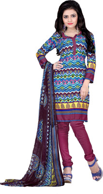 

Women Latest Fancy Designer Salwar Suit Crepe Printed Salwar Suit Dupatta Material(Un-stitched), Multicolor