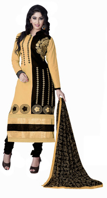 

Khushali Cotton Self Design, Embroidered Salwar Suit Dupatta Material(Un-stitched), Beige;black