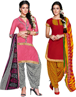 

Khushali Cotton Self Design, Printed Salwar Suit Dupatta Material(Un-stitched), Gajri;red