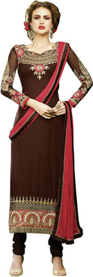 

Khushali Georgette Self Design, Embroidered Salwar Suit Dupatta Material(Un-stitched), Brown