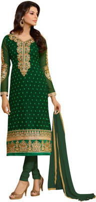 

Jiya Georgette Self Design, Embroidered Salwar Suit Dupatta Material(Un-stitched), Dark green