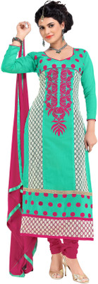 

Khushali Chanderi Printed Salwar Suit Dupatta Material(Un-stitched), Rama